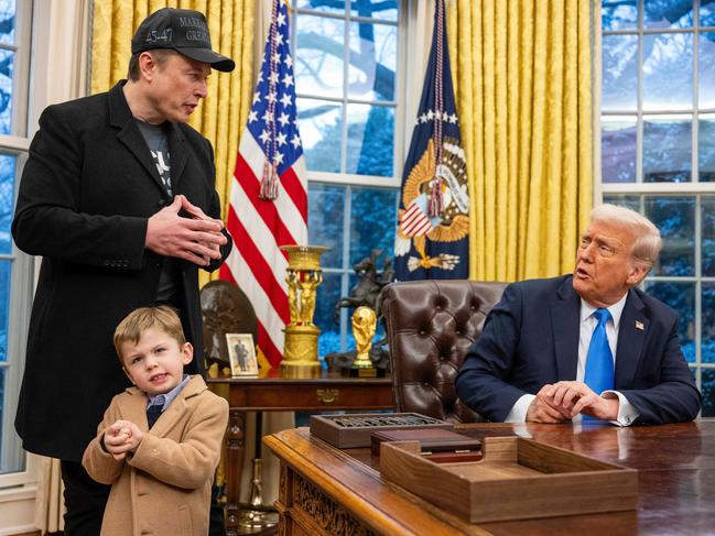 Elon Musk with his son join Donald Trump in the Oval Office of the White House after the US President lashed the judiciary Picture: AFP