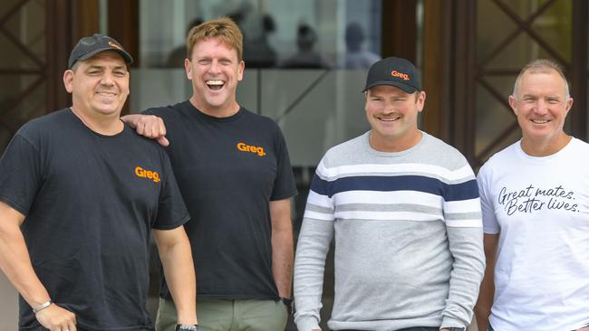 Wednesday  November 02 2022 Former SANFL players created an app called ÃGregÃ. L-R. Corey Gray, Simon Luhrs, Craig Cotter and John Abbott.Pic Roy VanDerVegt