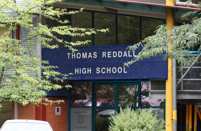 Thomas Reddall High School in Ambarvale was placed in lockdown earlier this afternoon. Picture: Jonathan Ng