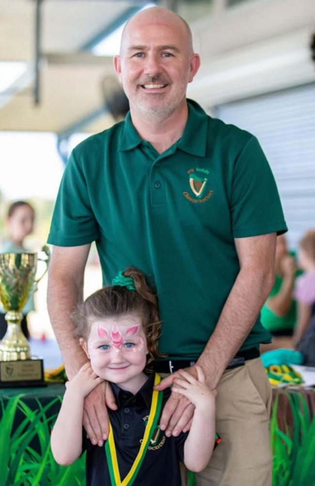 NT Irish Association president Ronan Mackey and his daughter Mia, who dances for the Tara Dance Academy.