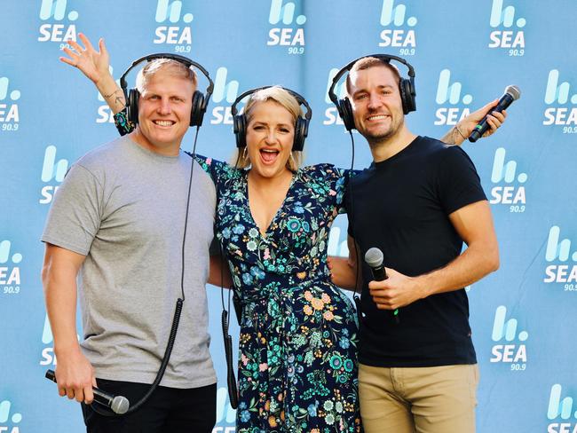 Ben Hannant, Bianca Dye and Dan Anstey from 90.9 Sea FM