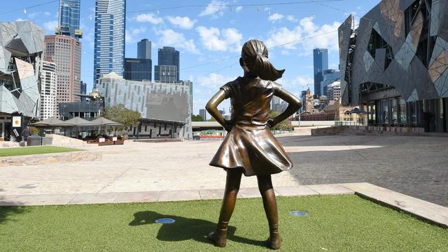 Federation Square during lockdown. Picture: Josie Hayden