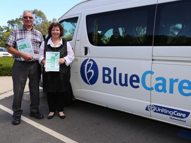 Tableland Telephone Guides publisher Leigh Robinson made a donation of $3000 to BlueCare Mareeba service manager, Shelly Mantio. Photo: Andrea Falvo