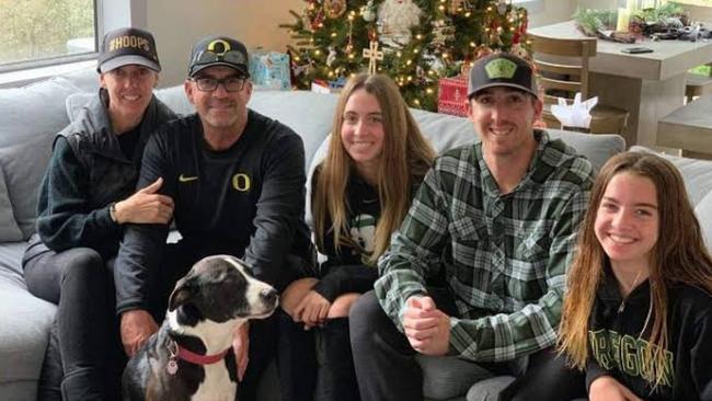 The Altobelli family. Keri, John and daughter Alyssa (far right) were killed in the helicopter crash. Eldest daughter Alexis and son J.J have been left orphaned.