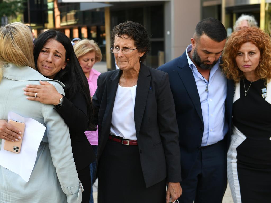 United in grief the families of the four children at Parramatta court after the sentencing of Samuel Davidson. Picture: NCA NewsWire / Jeremy Piper