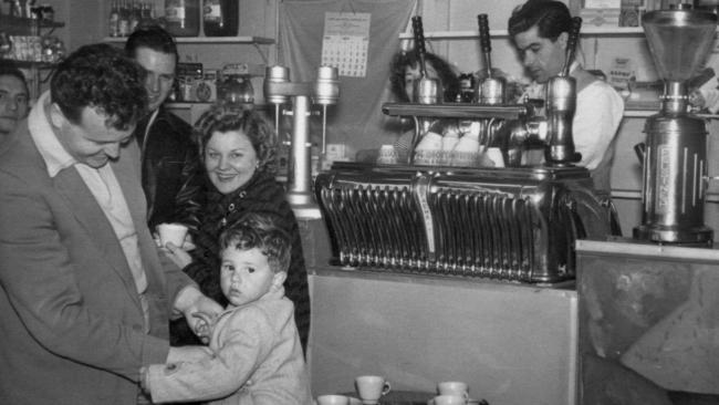 An Italian coffee shop in Elgin Street Carlton in 1954. Melbourne’s Italian immigrants started the city’s espresso boom. Picture: Melbourne Italian Historical Society.