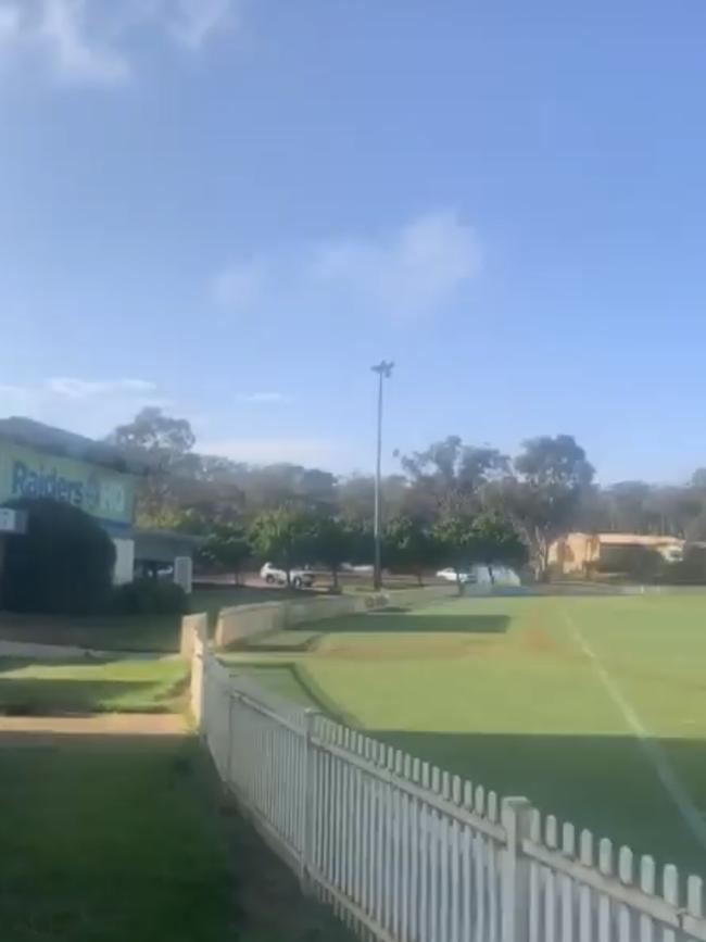 Raiders players arrived to a sunny training ground but were hit with a massive hail storm hours later