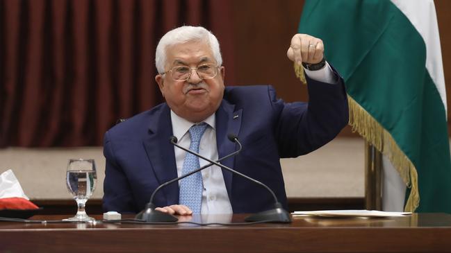 Mahmoud Abbas speaks in Ramallah on Thursday. Picture: AFP