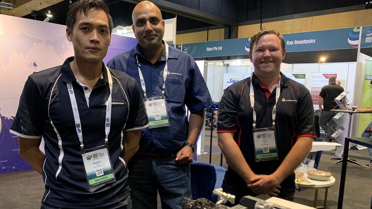 Anglo American's Vincent Vo (left), Hem Chandra (centre) and Mitch Parsons at the Bowen Basin Symposium. Picture: Duncan Evans