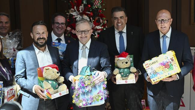 In November, Prime Minister Anthony Albanese, Speaker of the Australian House of Representatives Milton Dick and Opposition Leader Peter Dutton joined representatives from The Salvation Army and Kmart for the launch of the 37th Annual Kmart Wishing Tree Appeal at Parliament House in Canberra. Picture: NewsWire/Martin Ollman