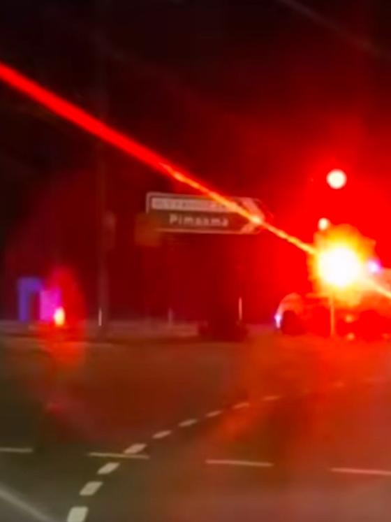 A video has shown the moment police tackled a man at the intersection of Old Coach Rd and Days Rd in Upper Coomera around 10pm on Thursday. Photo: Facebook/Leanne Porter