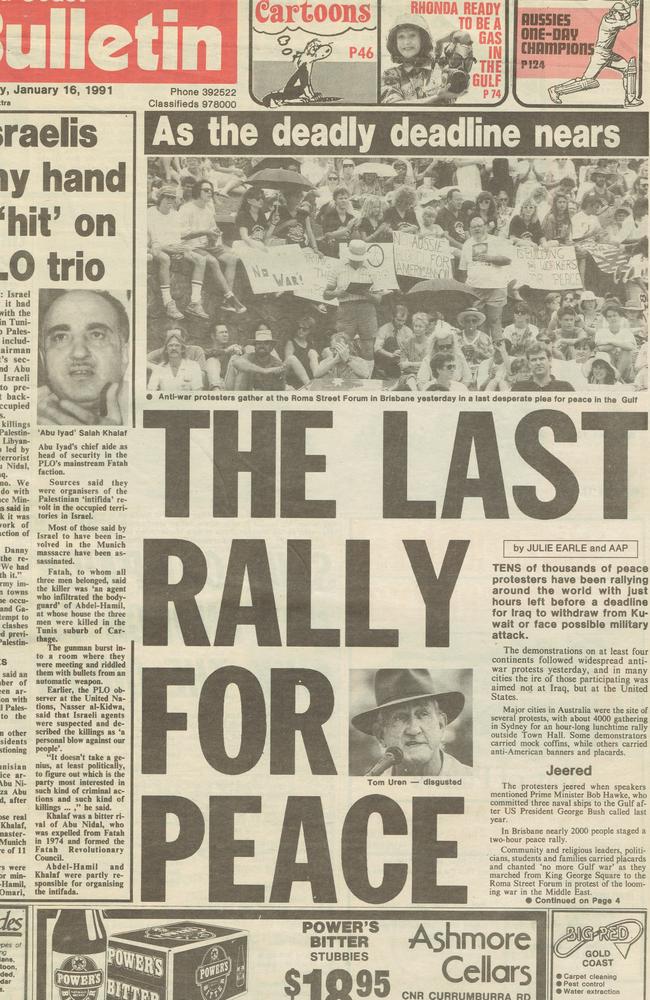 Gold Coast Bulletin 1991, January 16. Front page.