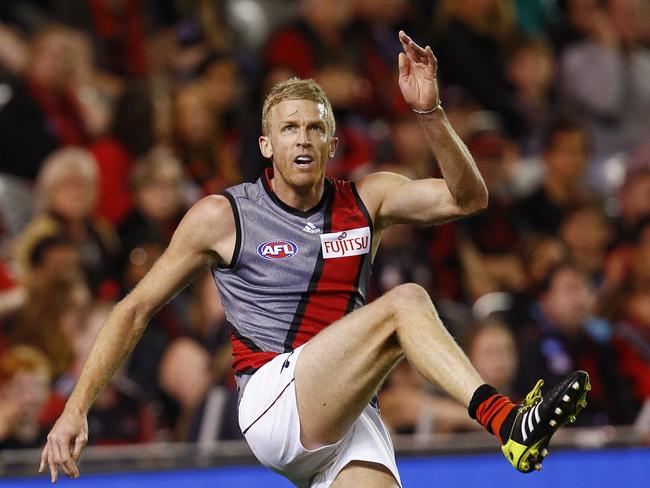 Dustin Fletcher is a fan of the extended goalsquare. Picture: Michael Klein