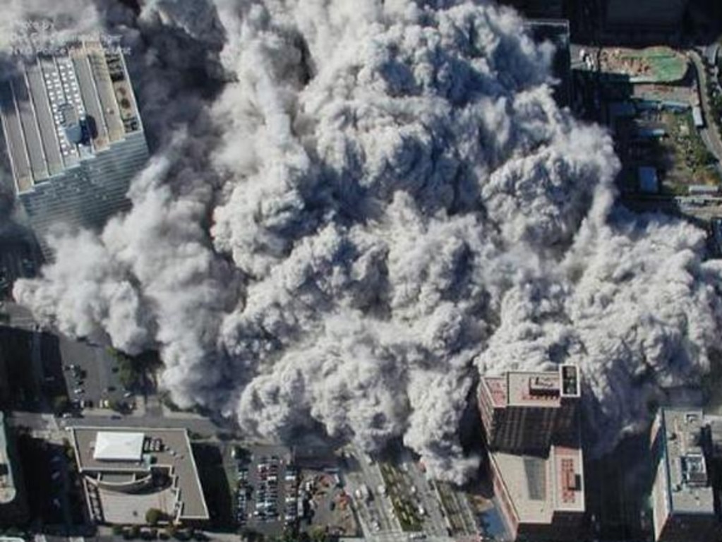 This and other aerial photos from the 9/11 attacks were obtained by ABC News, which in 2009 filed a Freedom of Information Act request with the National Institute of Standards and Technology. Picture: ABC News/NYPD/Detective Greg Semendinger via AFP