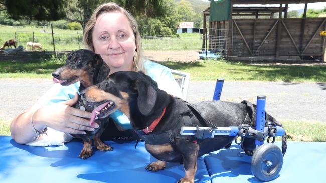 Lisa-Jayne Cameron with Krumm (L) and Cody. Photo by Richard Gosling