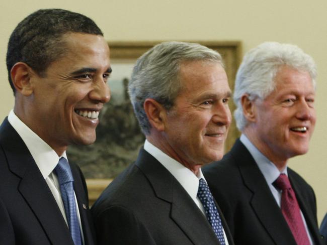 The three former presidents hope to convince Americans the jab is safe. Picture: AP