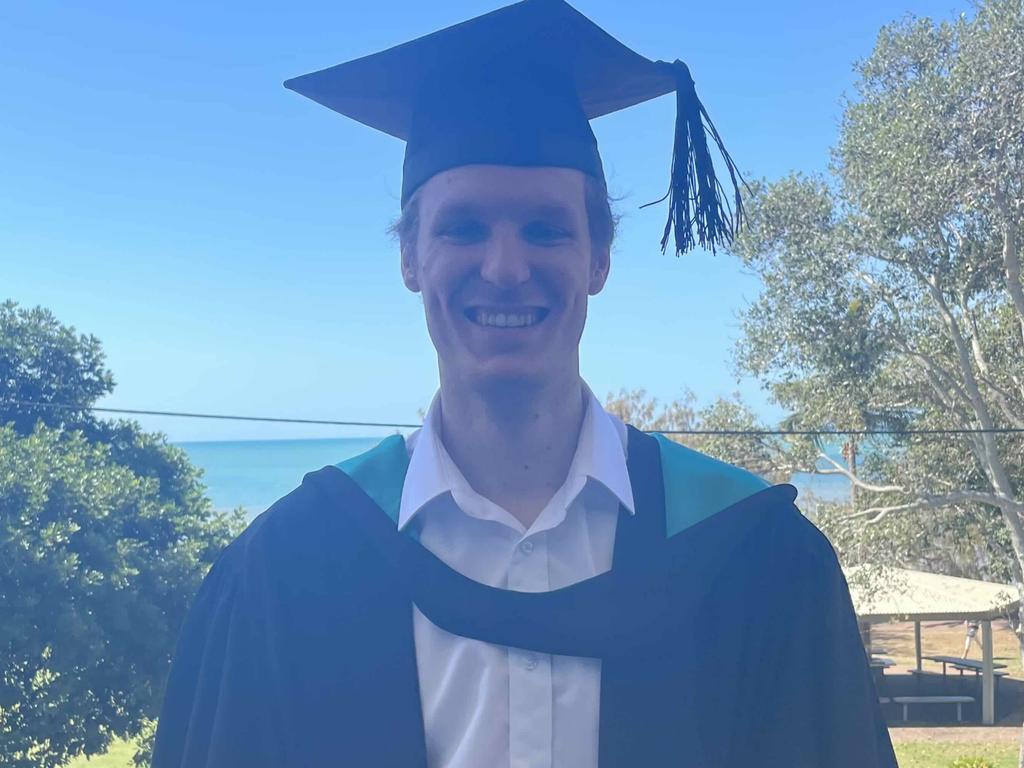 Commerce student Joshua Vandersee at the University of the Sunshine Coast graduation ceremony at the Beach House Hotel on October 12, 2023.