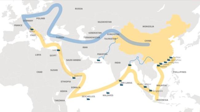 This map details China's One Belt One Road Initiative.