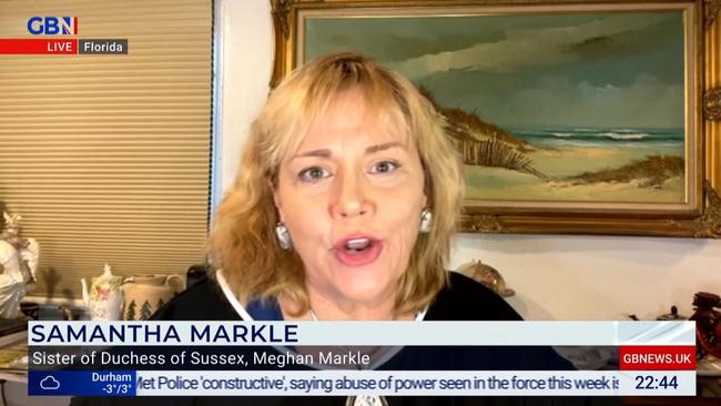 Meghan Markle’s half-sister Samantha. Picture: GB News/Dan Wootton Tonight