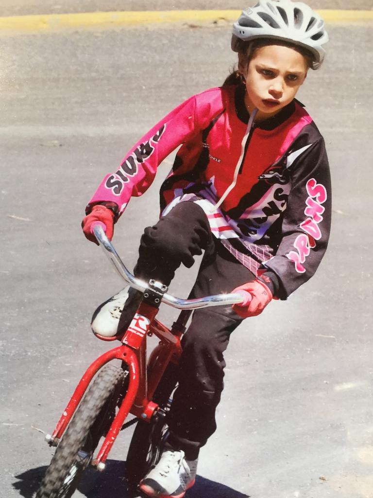 SA Little Legend Aniela Jaworek, 8, Salisbury Cycle Speedway, has shown courage and determination after an accident at her cycle club where she fell and grazed her face. Aniela went on to win first prize the following day in a State Championship. Picture supplied.