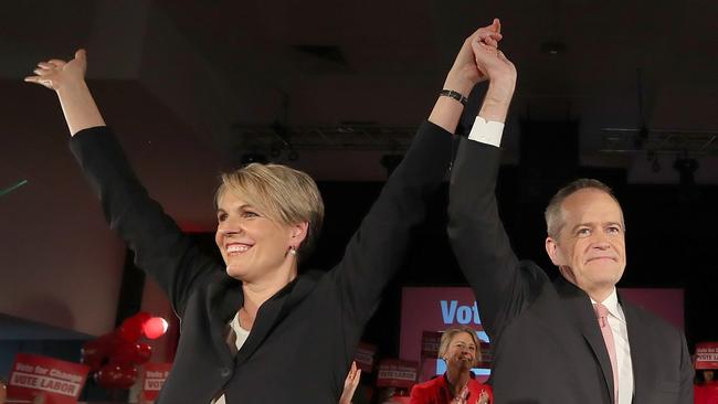 Tanya Plibersek and Bill Shorten at Bowman Hall in Blacktown, Sydney, on Thursday.