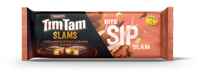 The Tim Tam Slam, a new product with a new gooey strip inside. 