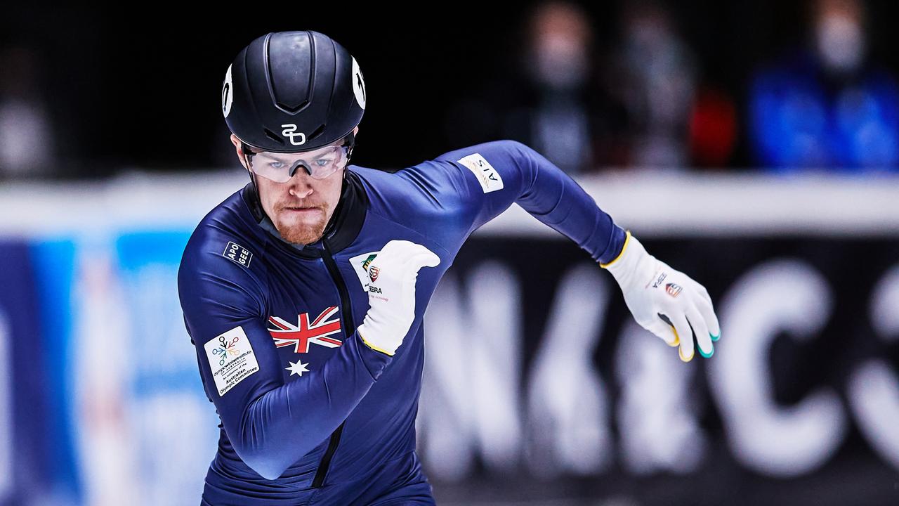 Brendan Corey competes in the Men's 1000m final during the ISU World Cup Short Track in November last year. Picture: Joosep Martinson