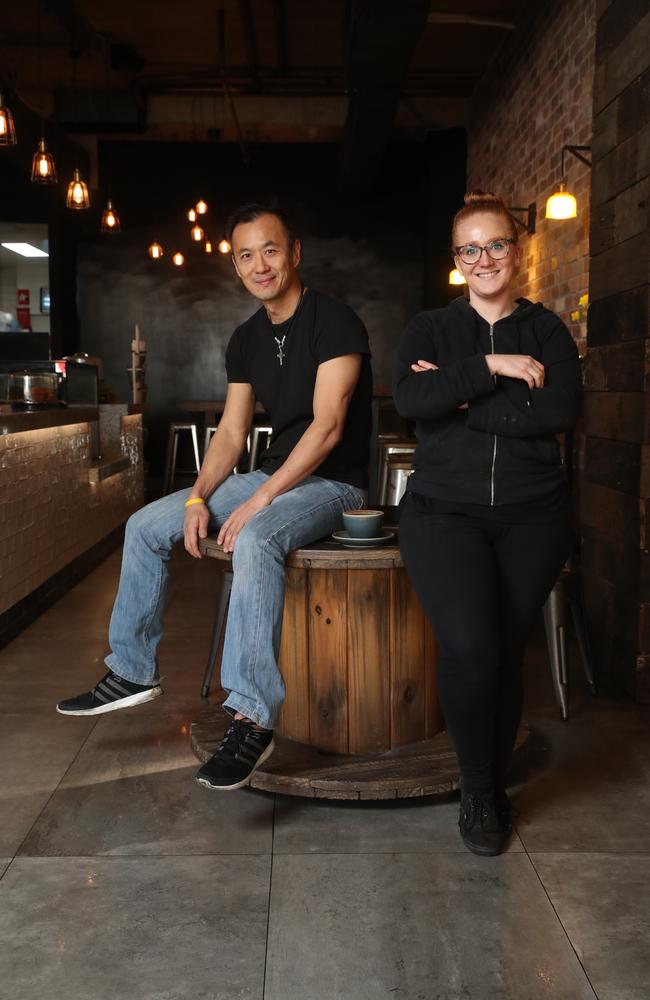 Victor Chan, pictured with Daniela Gattari, opened his Mulberry Tree Cafe in Parramatta because of the projected growth of Western Sydney.