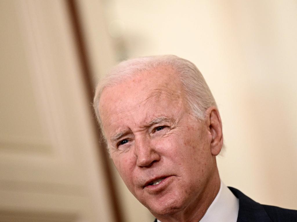 US President Joe Biden delivers a Christmas address. Picture: Brendan Smialowski/AFP