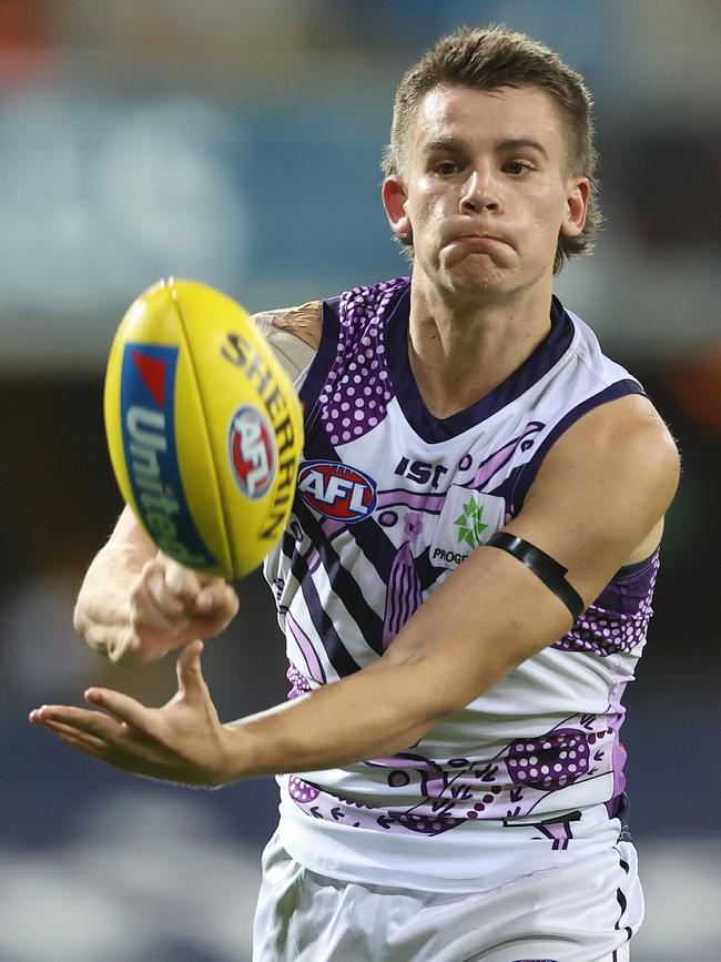 Fremantle’s Caleb Serong has rocketed into favouritism for the Rising Star.