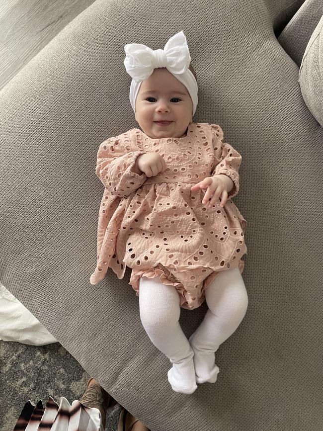 Novi Dawn Grozdanovski, four months old. The cheekiest little muffin who is always smiling. Precious little peach, such a sweet happy girl.