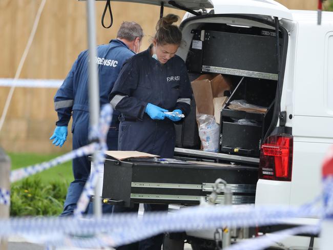 Police at the scene of a fatal shooting in Donnybrook. Sunday, January 7. 2024. Picture: David Crosling