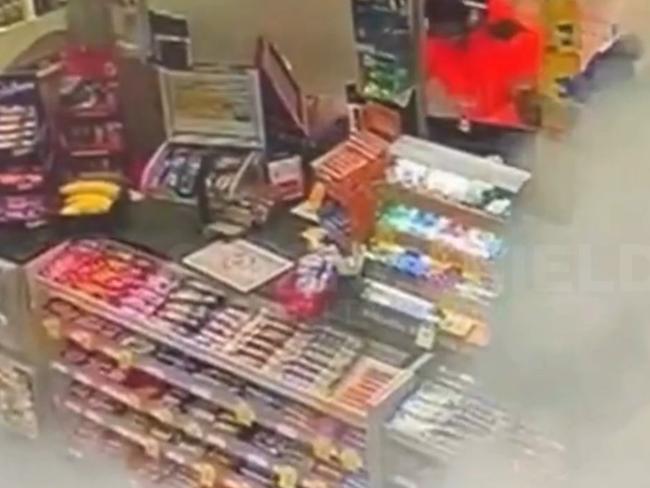 A burglar is disturbed at a petrol station. Picture: Supplied