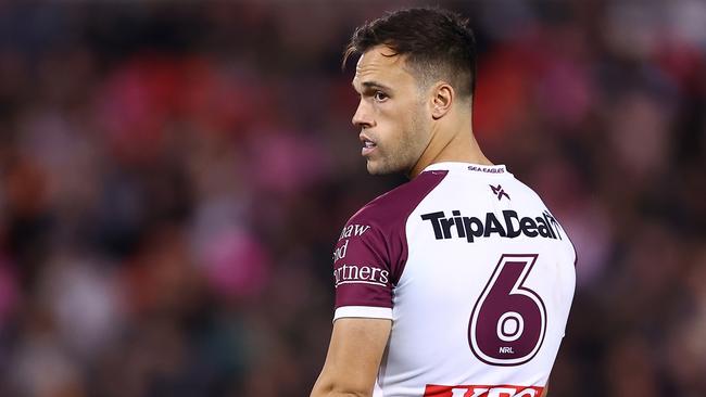 The Sea Eagles now face the Roosters, with Brooks to take on former Tigers teammate James Tedesco for a spot in the preliminary final. Picture: Jeremy Ng/Getty Images