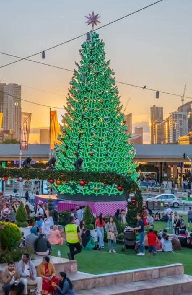 The iconic Christmas tree at Federation Square. Picture: City of Melbourne