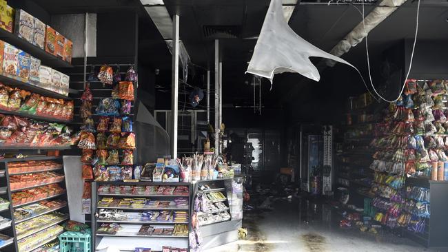 The aftermath of an arson attack on a Chapel St convenience store on June 6. Picture: Andrew Henshaw