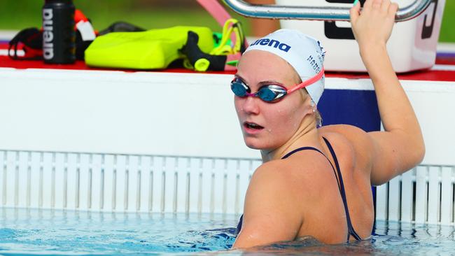 Ariarne Titmus knows she will have to break a world record to beat Katie Ledecky Picture: Lachie Millard