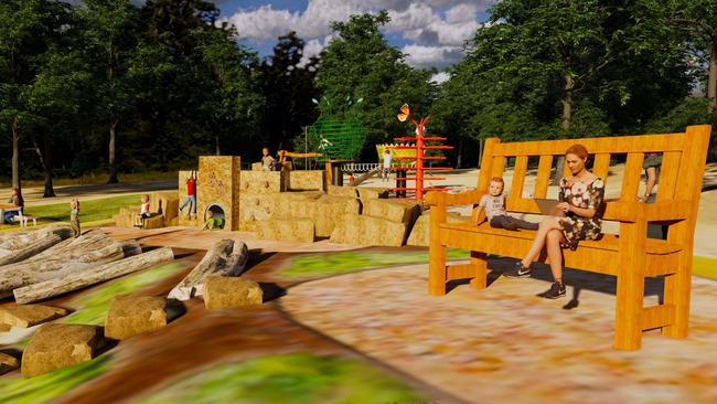 A giant bench seat is just one piece of equipment proposed for the new nature play space at the Wittunga Botanic Gardens. Picture: State Government