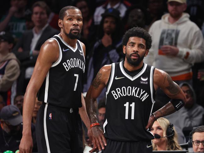 Kevin Durant and Kyrie Irving: a failed superstar pairing for the Brooklyn Nets. Picture: Al Bello/Getty Images