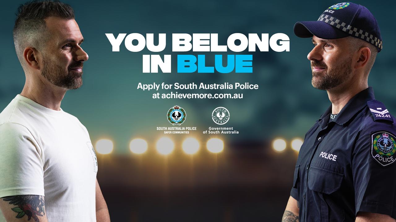 Artwork from SAPOL's "You belong in blue" police recruitment advertising campaign. Picture: SAPOL