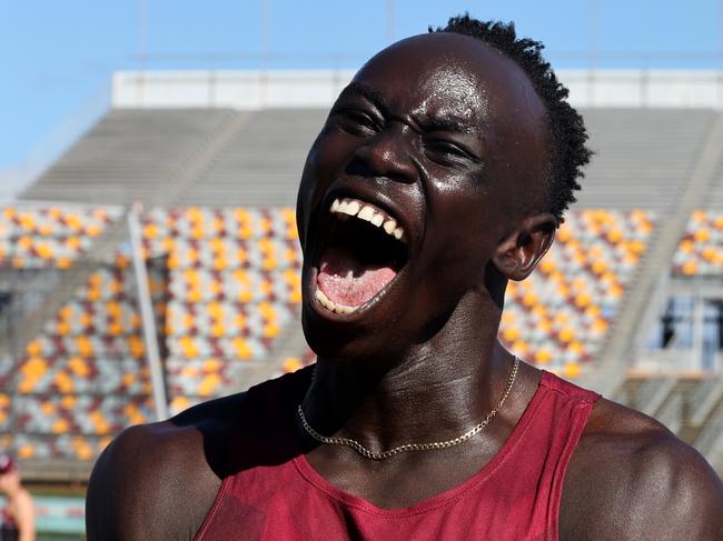 NATHAN AUSTRALIA Friday 6th December 2024 - Australian All Schools Championships at QSAC in Brisbane - Queenslands Gout Gout wins the u/18 100 metre mens final Picture David Clark