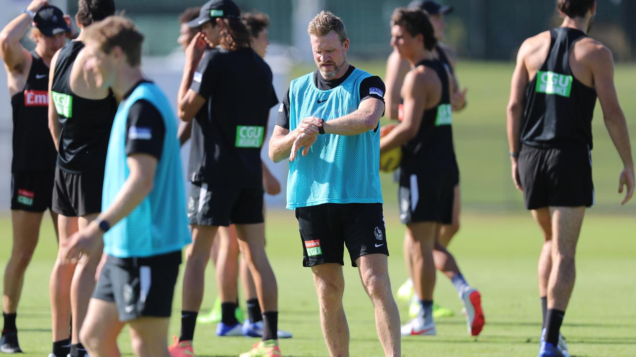 Collingwood coach Nathan Buckley’s contact expires at season’s end. Picture: Alex Coppel