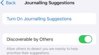 The 'Discoverable by Others' feature on iPhone is turned on by default.