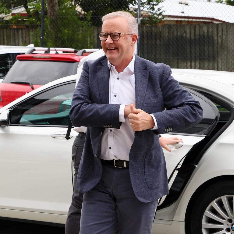 Prime Minister Anthony Albanese met with staff during a visit to a Medicare urgent care clinic in Longman. Picture: NewsWire/Tertius Pickard