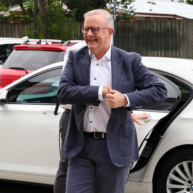 Prime Minister Anthony Albanese met with staff during a visit to a Medicare urgent care clinic in Longman. Picture: NewsWire/Tertius Pickard