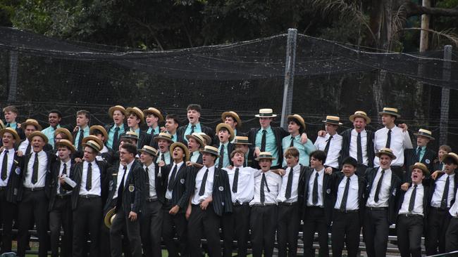 GPS First XI football action between Brisbane Boys College and Brisbane Grammar School. Saturday April 22, 2023. Picture: Nick Tucker.