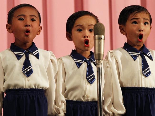 Children perform at a theatre in Rason, North Korea. Picture: AP