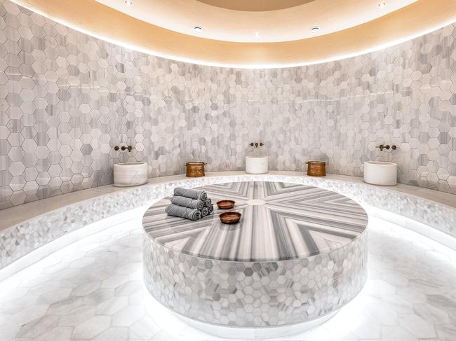 The marble-lined Turkish hammam.