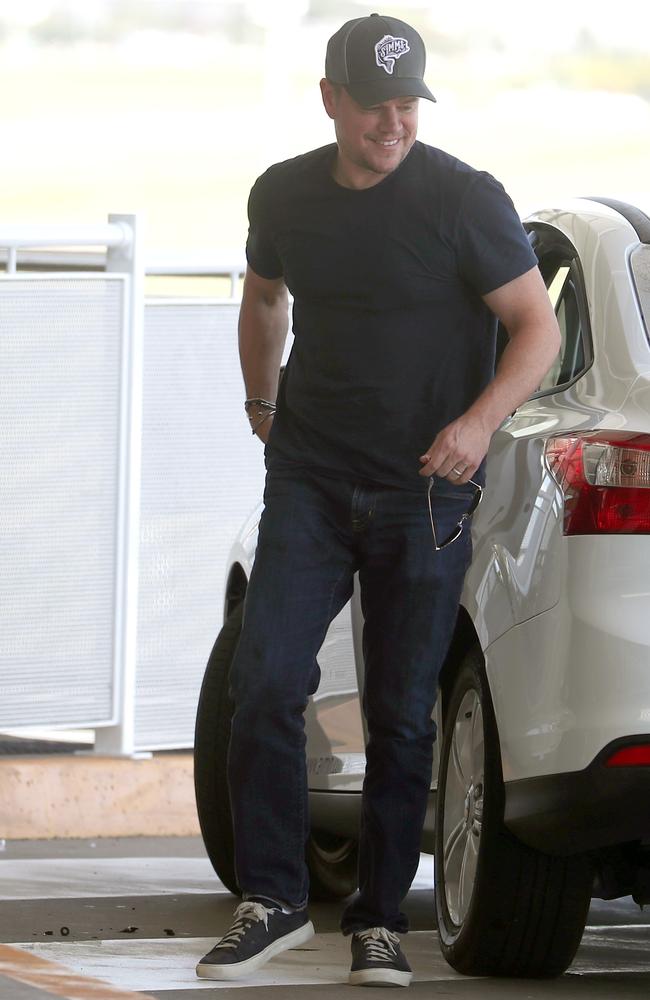 Matt Damon leaves Chris Hemsworth's Byron Bay property. Picture: Diimex