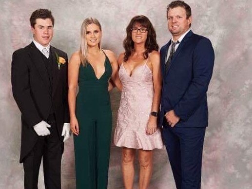 Ethan Day (left) with sister Julia, mum Leigh and stepdad Luke Rodda.